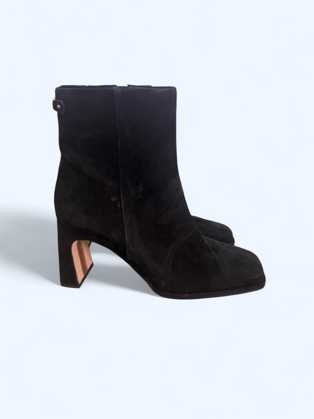 Sam Edelman Black Suede Bootie with Sculpted Block Heel